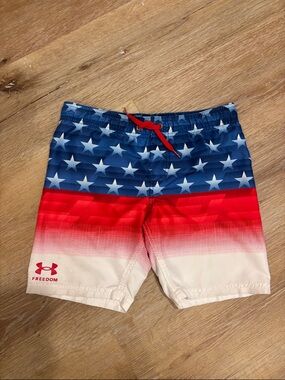 Under Armour Boys' Patriotic Star Stripe Swim Shorts - Blue, Red, Cream
